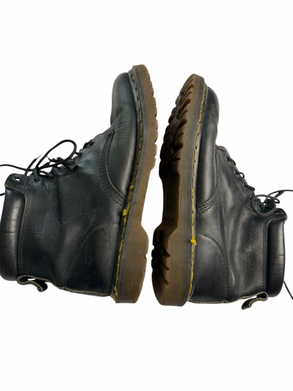 Vintage Martens Boots Black Leather 6-Eye Padded Collar made in England men 10 - Picture 4 of 8